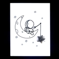 Piedra de labradorita natural en forma de estrella en tarjeta creativa de astronauta - Estrella 15mm + Tarjeta / Larvikita