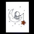 Broche de estrella en piedra ojo de tigre sobre tarjeta de regalo de astronauta - Estrella 15mm + Tarjeta / Ojo de tigre