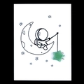 Cristal estrella de aventurina verde en tarjeta creativa de astronauta pescando - Estrella 15mm + Tarjeta / Aventurina Verde