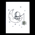 Colgante de estrella en piedra gris moteada sobre tarjeta creativa de astronauta - Estrella 15mm + Tarjeta / Labradorita