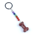 Seven chakra stone bone pendant keychain with reddish-brown marble texture beads - Sesame Stone