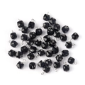 Schwarze facettierte Kristallperlen mit Metallring für DIY-Schmuck und Accessoires - Facettierter Würfel Obsidian