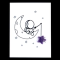 Piedra de cristal natural violeta en forma de estrella con tarjeta astronauta - Estrella 15mm + Tarjeta / Amatista
