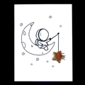 Piedra Unakita natural en forma de estrella sobre tarjeta temática de astronauta - Estrella 15mm + Tarjeta / Unakita