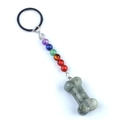 Chakra stone keychain with labradorite bone pendant and seven colorful energy beads - Labradorite