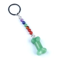 7 Chakra stone keychain featuring a hand-carved green bone-shaped crystal pendant - Green Aventurine
