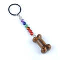 7 Chakras natural stone keychain featuring tiger eye bone pendant and colorful beads - Tiger's Eye