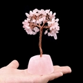 Handmade rose quartz crystal money tree on natural stone base with copper wire branches - Rose Quartz