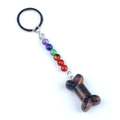 Handmade 7 chakras beads keychain with a red and black natural stone bone pendant - Sesame Jasper