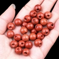 Cuentas redondas de jaspe rojo natural pulido con grandes agujeros laterales para DIY - Jaspe Rojo (2040)