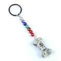 Keyring with colorful beads and a green spotted stone bone pendant accessory - Lapis Lazuli