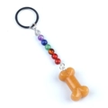 7 Chakra stone beaded keychain with a yellow bone-shaped crystal pendant for DIY charms - Topaz