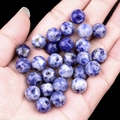 Cuentas redondas de piedra veteada azul y blanca para joyería y ropa hecha a mano - Sodalita (2040)