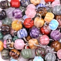 Mixed natural gemstone pumpkin charms with silver metal hooks for Halloween jewelry - Mixed Random