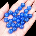 Polished dark blue translucent round beads with cat-eye effect for jewelry making - Blue Agate (2040)