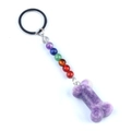 Colorful natural crystal bone keychain with purple amethyst pendant and stone beads - Lilac Stone