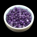 Polished amethyst purple crystal beads 4mm round loose gemstones in white porcelain bowl - Amethyst (Single Bead) 4mm No Hole