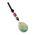 Portachiavi mano di Fatima in pietra verde con perle occhio di tigre e corda - Avventurina Verde