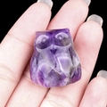 Handgefertigte Eulenfigur aus violettem Amethyst aus natürlichem poliertem Kristall - Amethyst