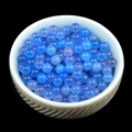 Polished 4mm blue translucent natural stone beads in a textured ceramic bowl for DIY - Blue Agate (Single Bead) 4mm No Hole