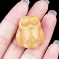 Handcrafted owl sculpture in polished yellow citrine crystal for home decor - Yellow Jade