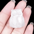 Miniature white crystal owl figurine hand-carved stone animal for home decor - White Crystal