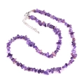 Irregular natural amethyst gemstone bead necklace with silver adjustable chain - Amethyst