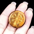 Tiger eye stone Vegvisir viking compass carving held in hand for home desk decoration - Tiger's Eye