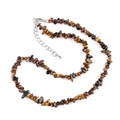 Handmade tiger eye stone irregular chip necklace with adjustable silver clasp - Tiger's Eye