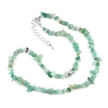 Adjustable natural green quartz stone beaded necklace with silver extension chain - Green Aventurine