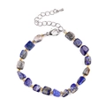Lapis lazuli and grey stone square beaded bracelet with golden spacers and lobster clasp - Lapis Lazuli