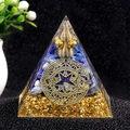 Piramide Orgone 6cm con lapislazzuli, foglia oro e geometria sacra in resina d'arte - Lapislazzuli con Filo di Rame