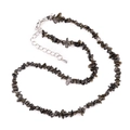 Irregular dark grey natural stone beaded necklace with adjustable silver lobster clasp - Gold Obsidian