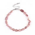Irregular strawberry quartz natural stone bracelet with gold spacers and lobster clasp - Strawberry Quartz