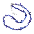 Deep blue irregular lapis lazuli stone necklace with silver adjustable lobster clasp chain - Lapis Lazuli