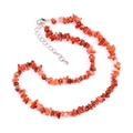 Handmade red agate irregular stone bead necklace with silver lobster clasp and extension chain - Southern Red Agate
