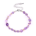 Irregular purple amethyst beaded bracelet with gold spacers and adjustable silver chain - Amethyst