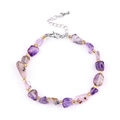 Irregular amethyst stone bracelet with golden beads and adjustable silver clasp - Light Amethyst