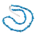 Natural blue apatite irregular stone bead necklace with silver lobster clasp and chain - Apatite