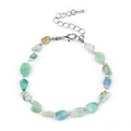Natural amethyst and tourmaline crystal chip bracelet with silver spacer beads - Amazonite