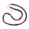 Deep red garnet irregular stone bead necklace with silver adjustable lobster clasp - Garnet