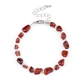 Natural garnet beaded bracelet featuring irregular dark red stones and adjustable silver clasp - Orange Garnet