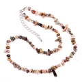 Beaded necklace with irregular natural amethyst and agate stones and lobster clasp - Alashan Agate