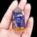 Pilastro di cristallo orgone lapislazzuli con foglia d'oro e spirale di rame bobina - Lapislazzuli