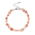Adjustable natural orange sunstone fragment bracelet with silver lobster clasp - Gold Sunstone