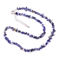Irregular blue and white natural gemstone chip necklace with adjustable silver clasp - Blue Sodalite