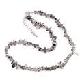 Irregular natural smoky quartz and obsidian stone necklace with adjustable silver clasp - Ice Obsidian