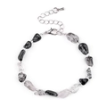Irregular black rutilated quartz beaded bracelet with adjustable silver lobster clasp - Black Rutilated Quartz