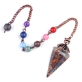 Tiger eye crystal resin pendulum with chakra beads and bronze chain for spiritual healing - Tiger Eye (Flower Head) + Seven Color Chain