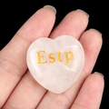 Pink quartz heart ornament with gold Estp MBTI engraving for desktop decor - Entrepreneur/Estp